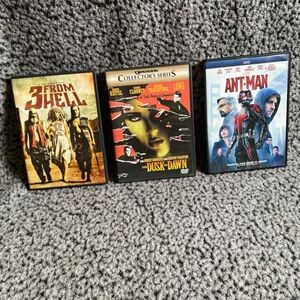 Three DVD Movie Lot - 3 From Hell, From Dusk Till Dawn, Ant-Man - Black/Red/Blue